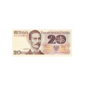 Pologne - Billet de 20 Zlotych - 1982