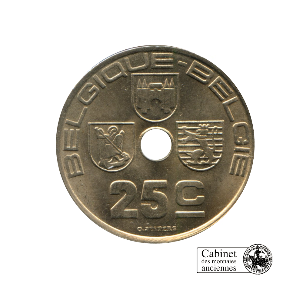 25 centimes - Léopold III - Belgique - 1938-1939