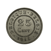 25 centimes - Albert Ier - Occupation - Belgique - 1915-1918