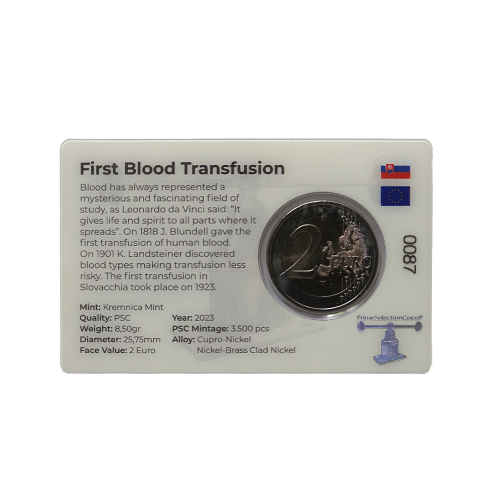 Slovaquie 2023 - 2 Euro Coincard - 100 ans de la première Transfusion Sanguine