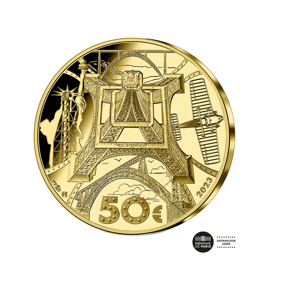 100 anos do Desaparecimento de Eiffel - Moeda de Ouro de 50€ - PROOF 2023