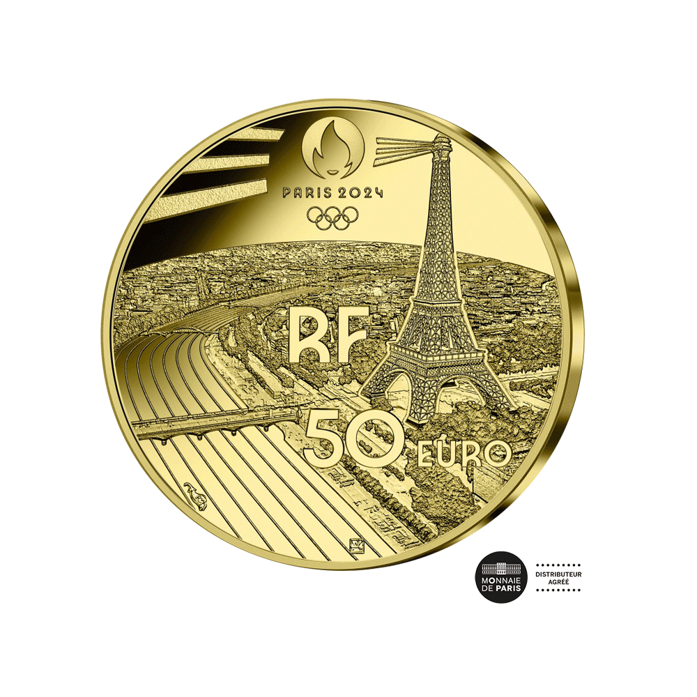 Jeux Olympiques de Paris 2024 - Arc de Triomphe - Monnaie de 50€ Or 1/4 Oz - BE 2024