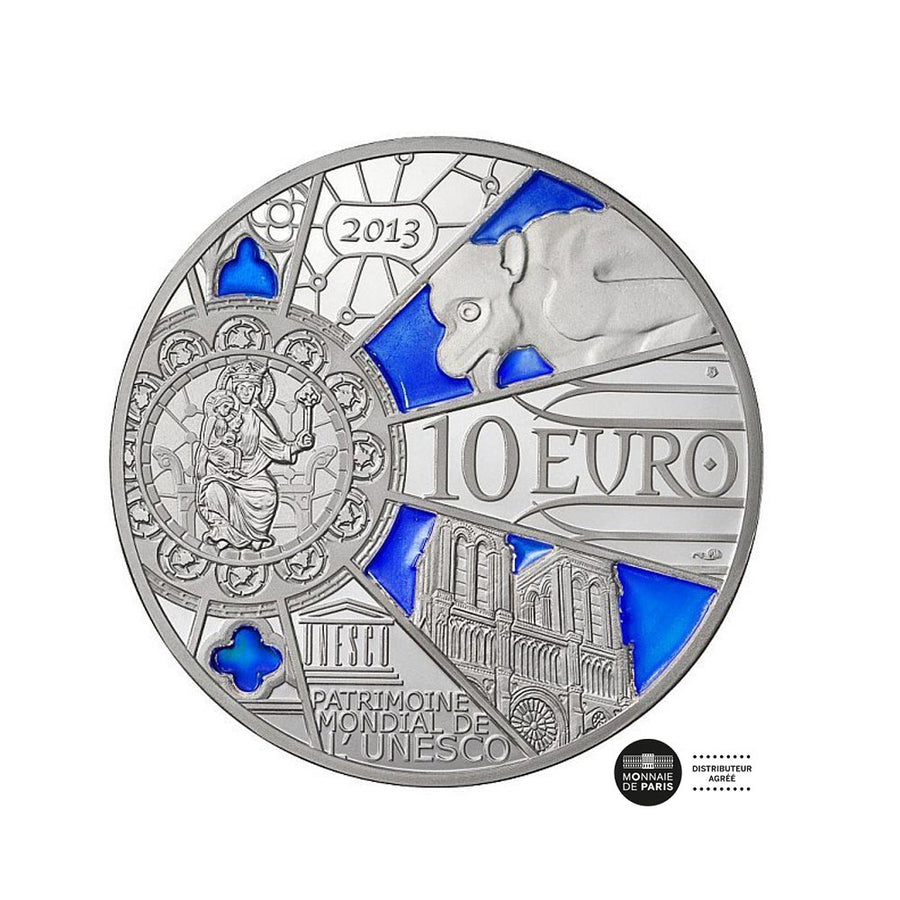 UNESCO - 850 jaar oud Notre -dame de Paris - Valuta van 10 Euro Silver - Be 2013