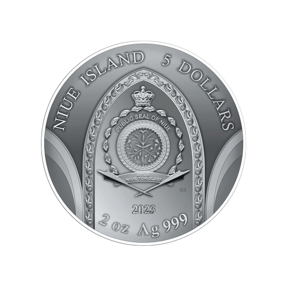 500è Anniversaire de l'abbaye du Mont Saint-Michel - Monnaie de 5 Dollars Argent - Antique Finish 2023