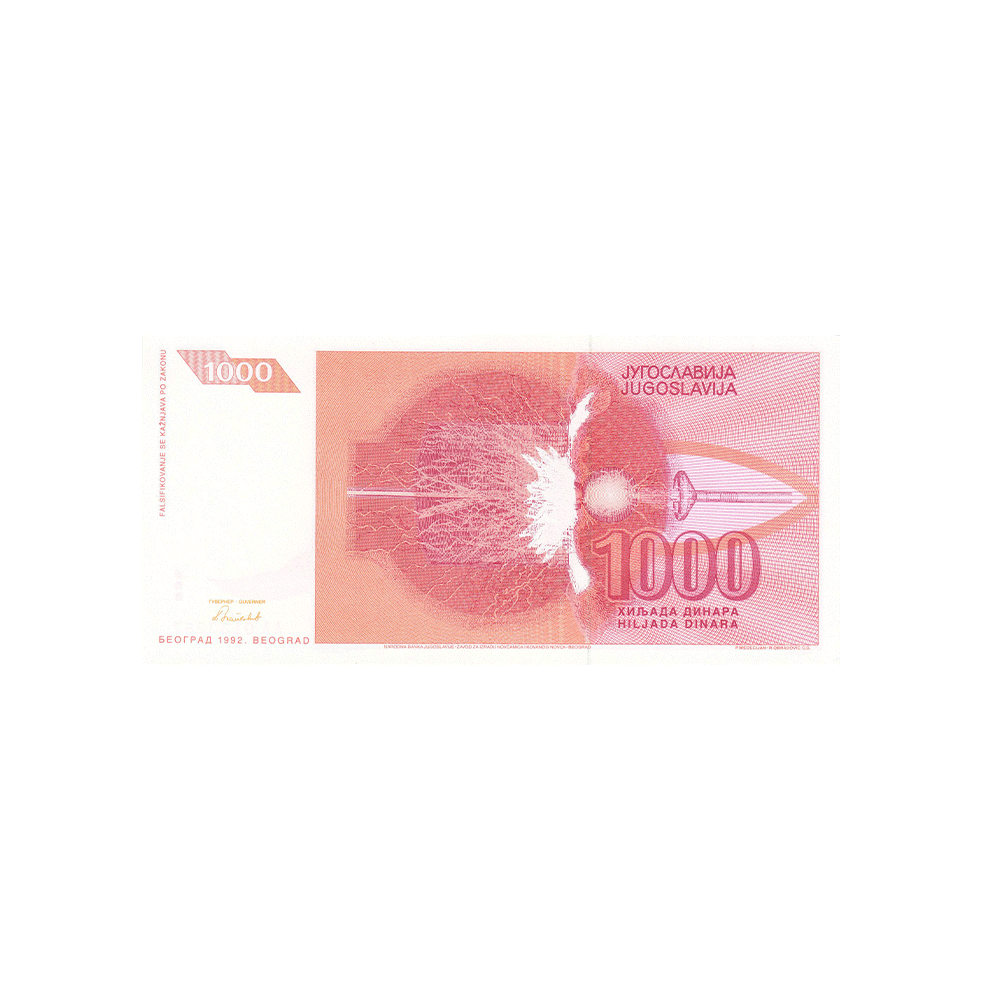 Yougoslavie - Billet de 1000 Dinars réformés - 1992