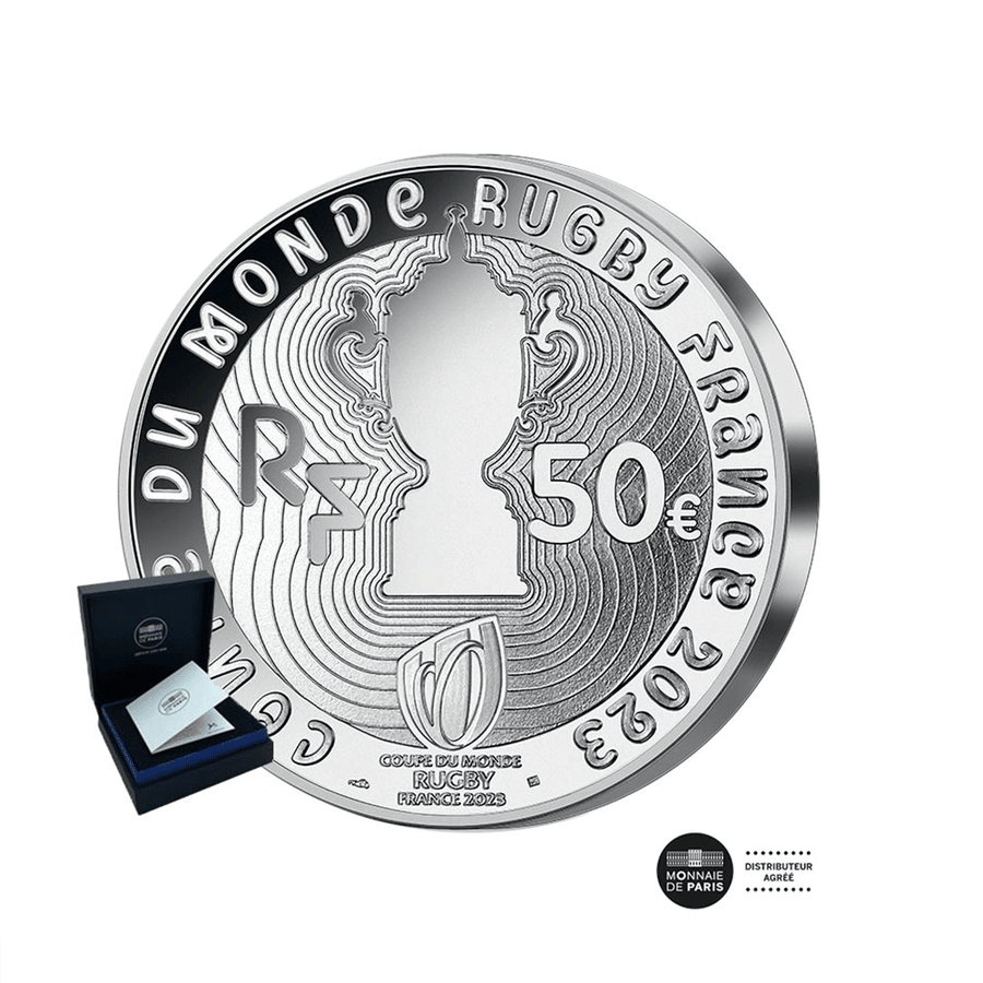 Het 2023 Rugby World Cup Tournament - geld van € 50 Silver 5 oz - Be 2023