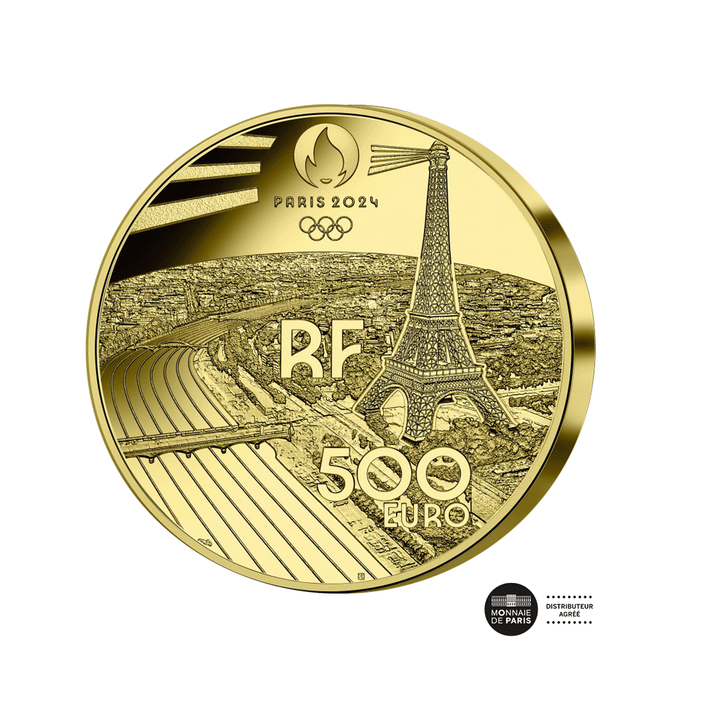 Jeux Olympiques de Paris 2024 - Le Relais de la Torche Olympique - Monnaie de 500€ Or 5 Oz - BE 2024