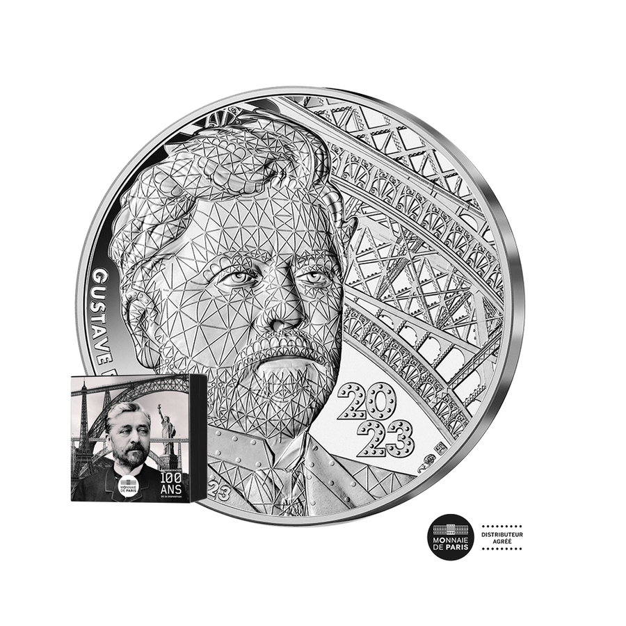 100 Years of the Eiffel's Death - 25€ 2Oz Silver with chip - Proof 2023