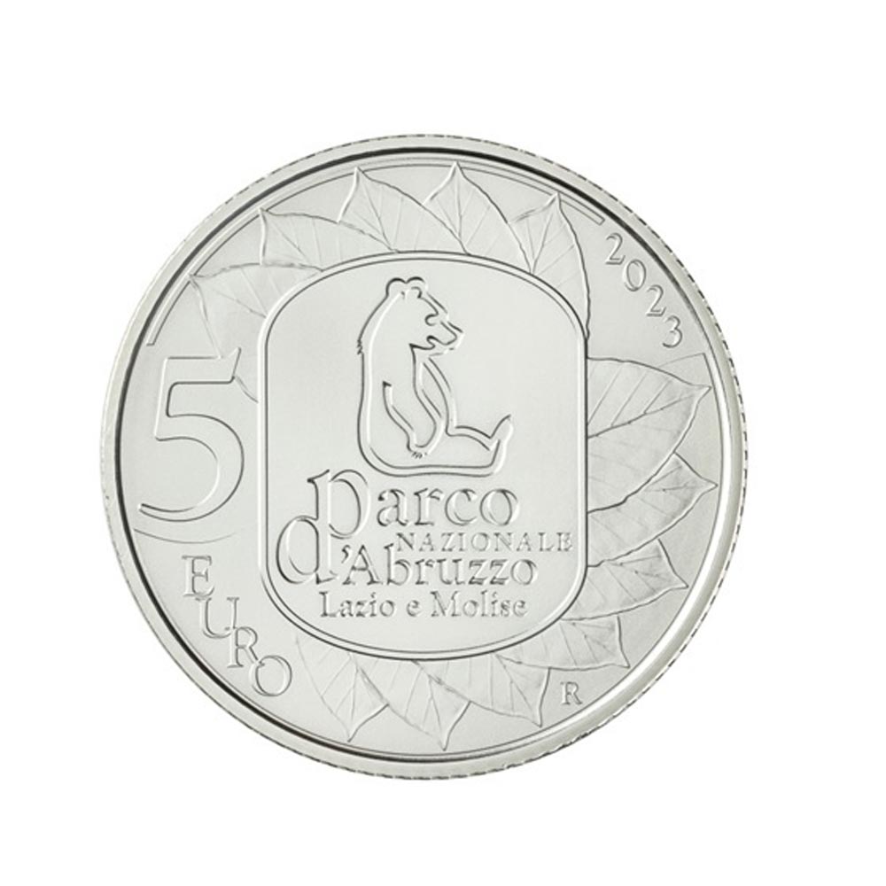 100 -jähriges Jubiläum des Abruzzes Nationalpark - 5 Euro -Währung - Eckblume 2023