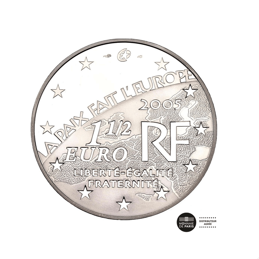 60e anniversaire de la fin de la Seconde Guerre Mondiale - Monnaie de 1,50€ Argent - BE 2005