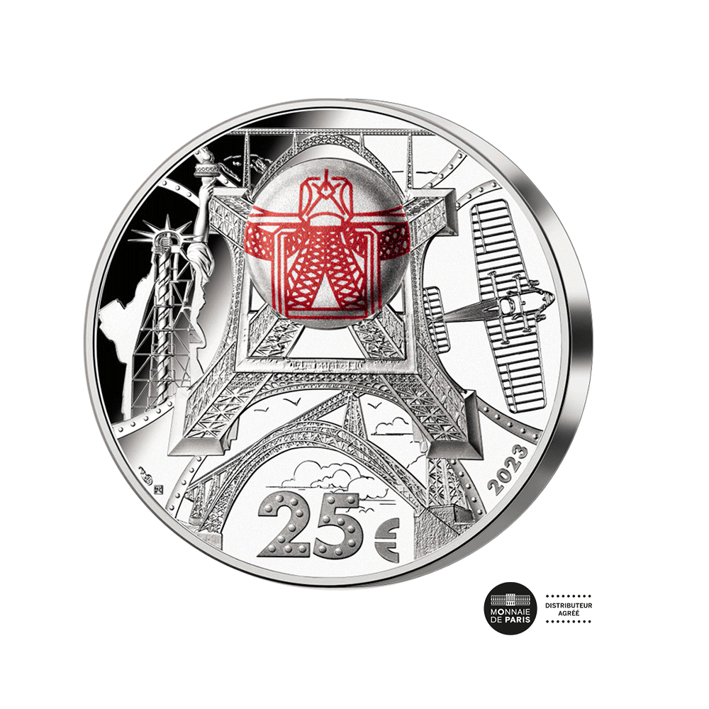 100 Years of the Eiffel's Death - 25€ 2Oz Silver with chip - Proof 2023