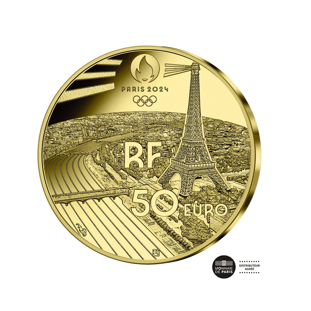 Jeux Olympiques de Paris 2024 - Le Relais de la Torche Olympique - Monnaie de 50€ Or 1/4 Oz - BE 2024