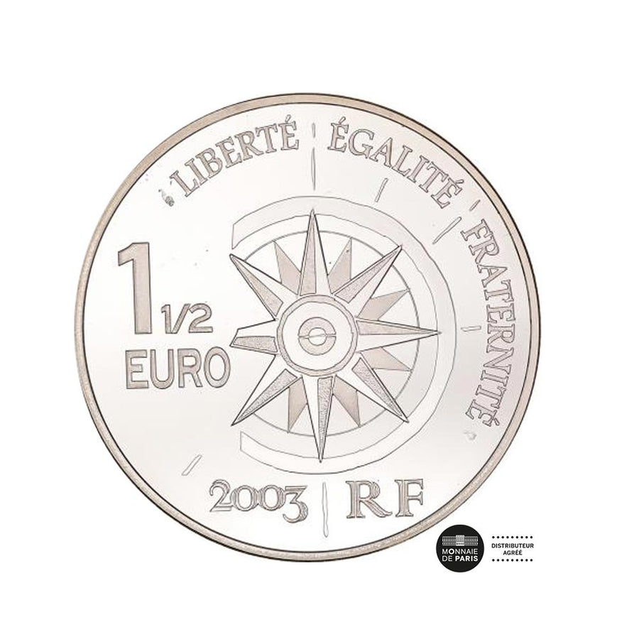 Reise auf der ganzen Welt - Flug Paris - Tokyo - Währung von 1,5 Euro Silber - sein 2003