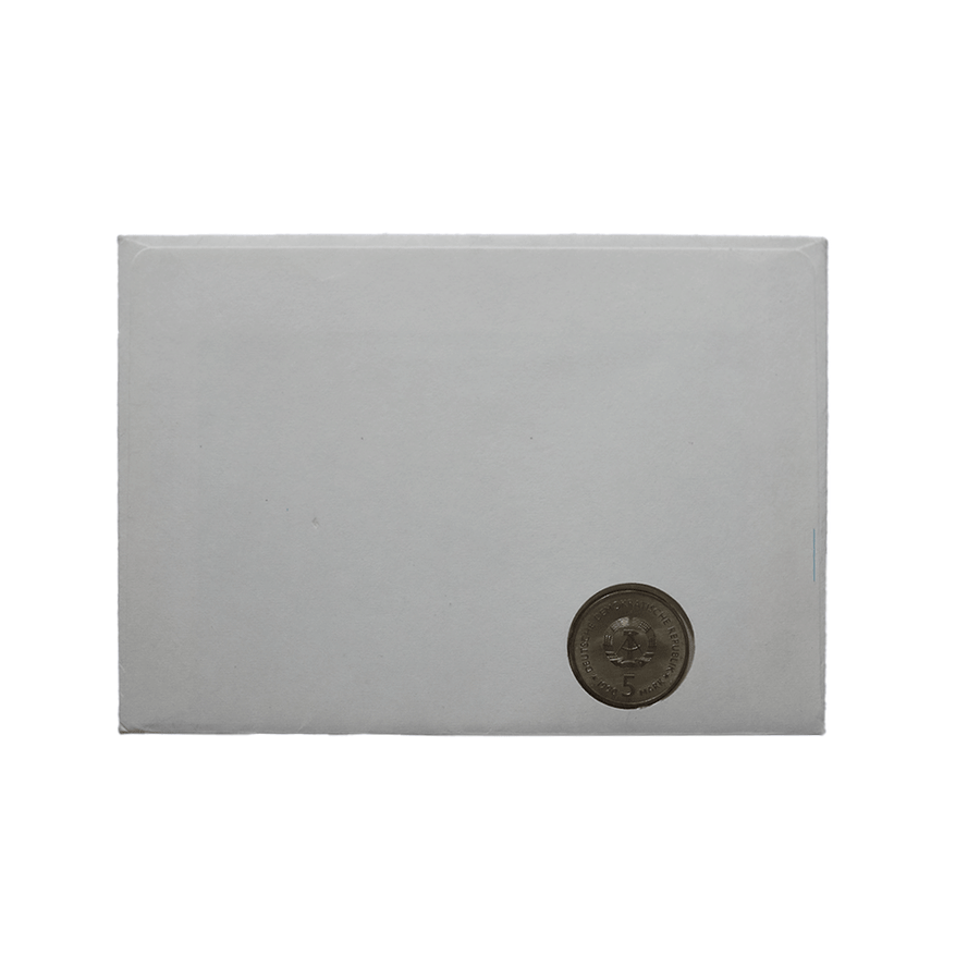 Allemagne - Enveloppe timbrée et tamponnée et monnaie de 5 Mark