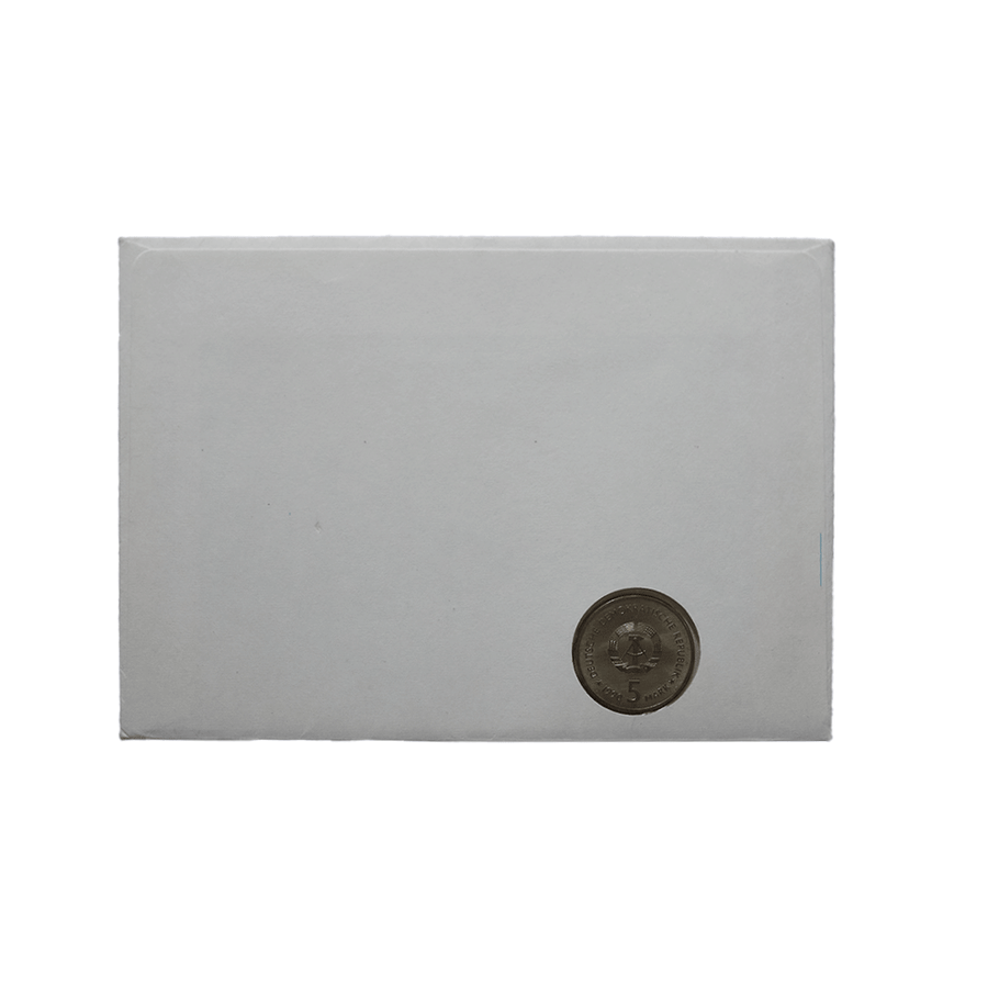 Germany - stamped and stamped envelope and 5 Mark currency