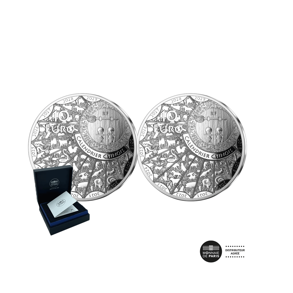 Calendrier Chinois - Année du Dragon et du Lapin - Lot de 2 monnaies de 10€ Argent - BE 2023