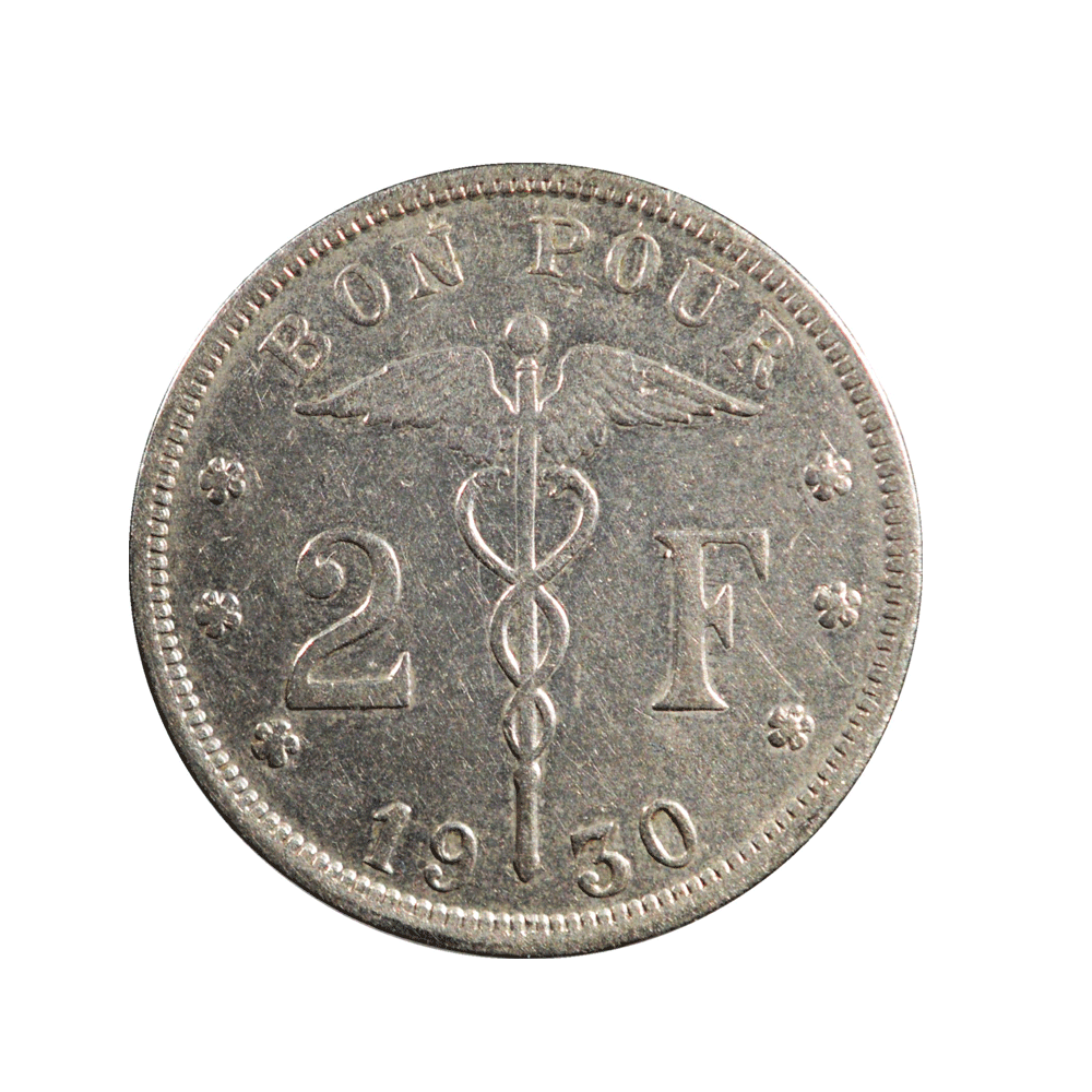 2 francs - Albert Ier - Bonnetain - Belgique - 1923-1930