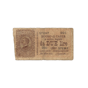 Italie - Billet de 2 Lires - 1914-1922