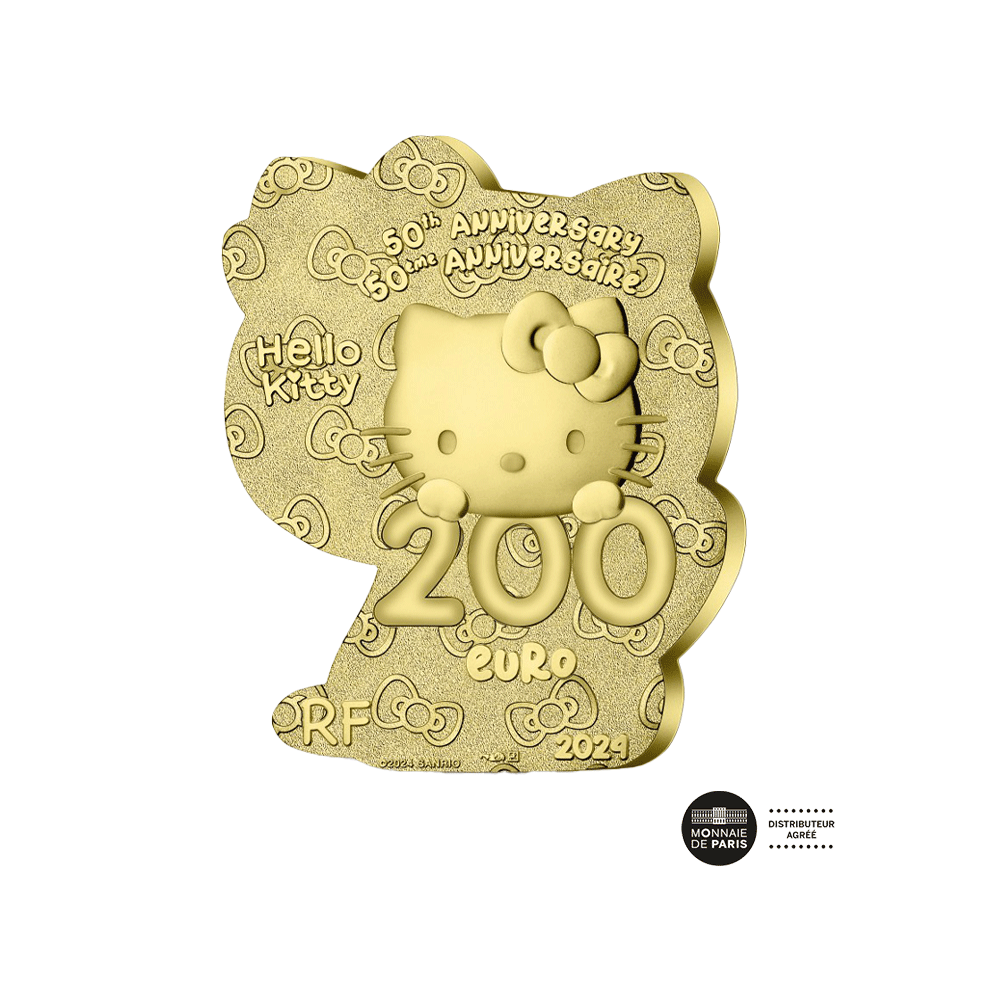 Hello Kitty - Pièce de forme - Monnaie de 200€ Or 1 Oz - BE 2024