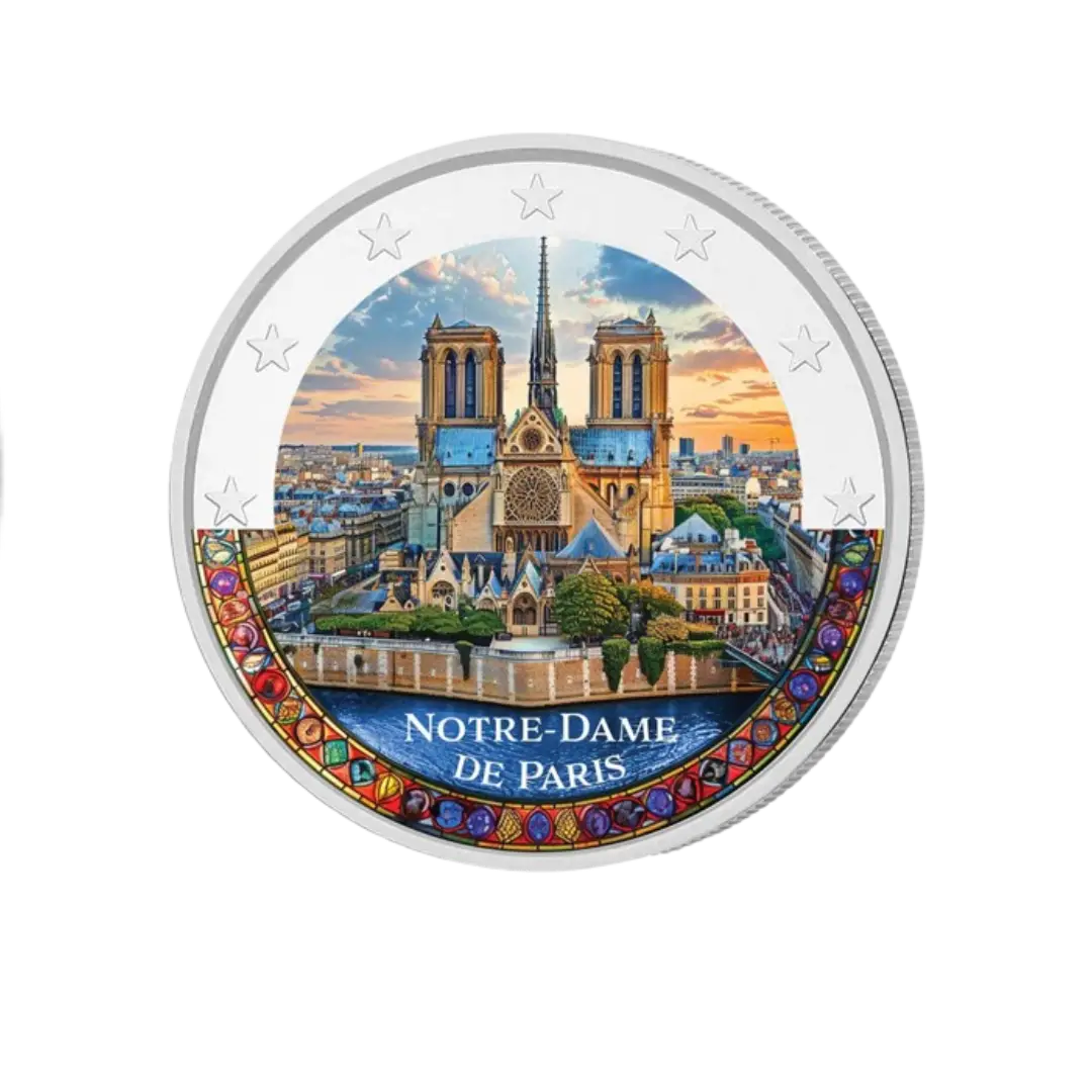 Notre Dame de Paris - 2 Euros Commémorative -  Colorisée (variantes disponibles)