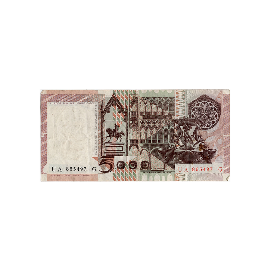 Italie - Billet de 5000 Lires - 1979