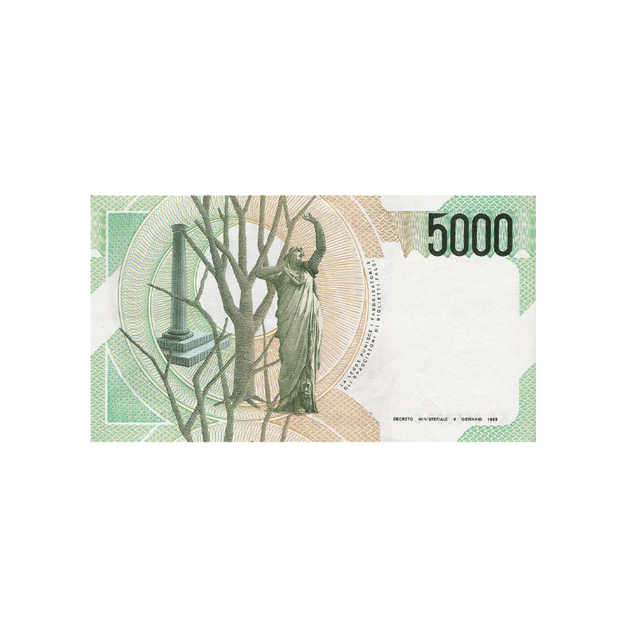 Italie - Billet de 5000 Lires - Bellini - 1985-2001