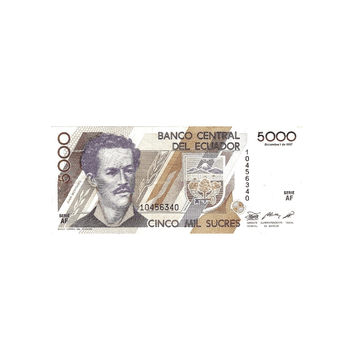 Équateur - Billet de 5000 Sucres - 1987