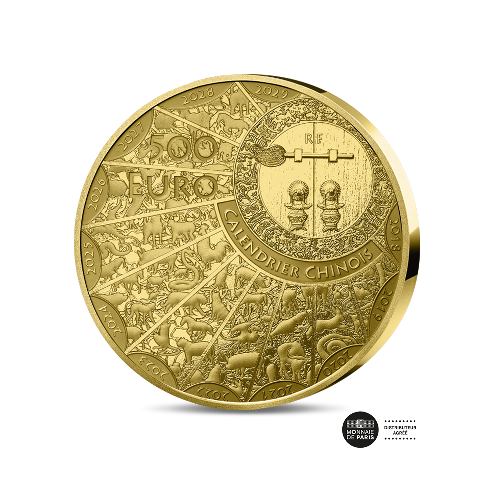 ⁣⁢Chinese Calendar - Year of the Goat - 500 Euro Gold 5 Oz Coin - PROOF 2027⁤⁣