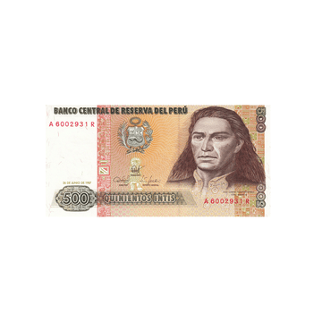 Pérou - Billet de 500 Intis - 1985-1987