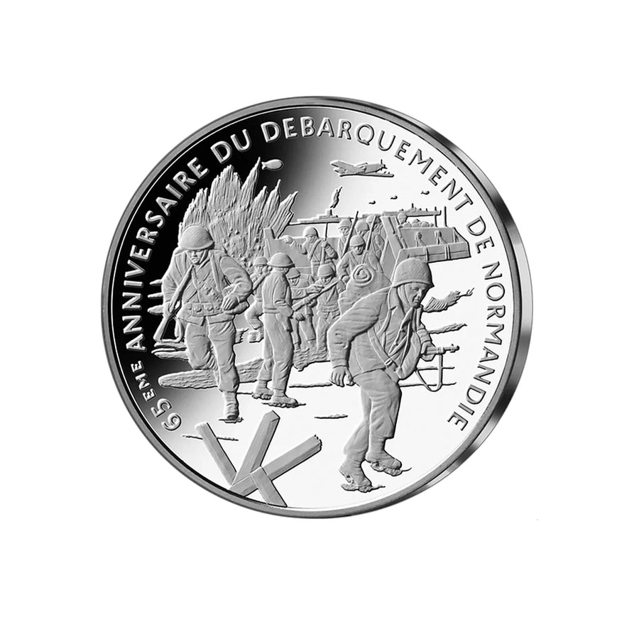 Frappe en argent pur - La France Victorieuse - Le débarquement Américain sur la plage Omaha