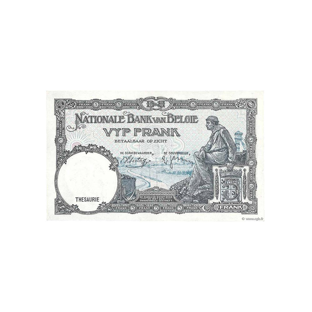 Belgique - Billet de 5 Francs - 1938