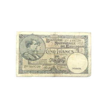 Belgique - Billet de 5 Francs - 1938