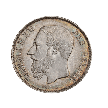 5 francs - Léopold II - Belgique - 1865-1878