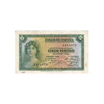 Espagne - Billet de 5 Pesetas - 1935