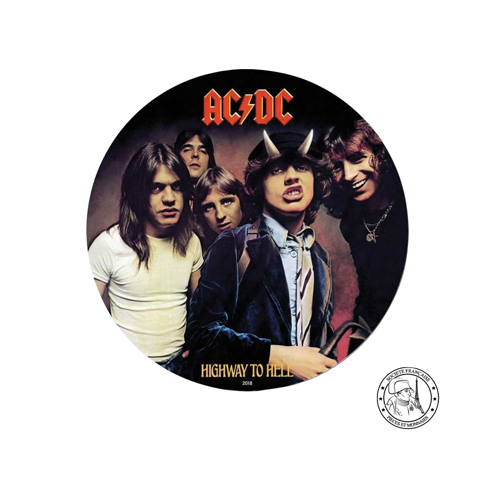 ACDC - Highway to Hell - Billet de 2 Dollars 1/2 Oz Argent - BE 2018