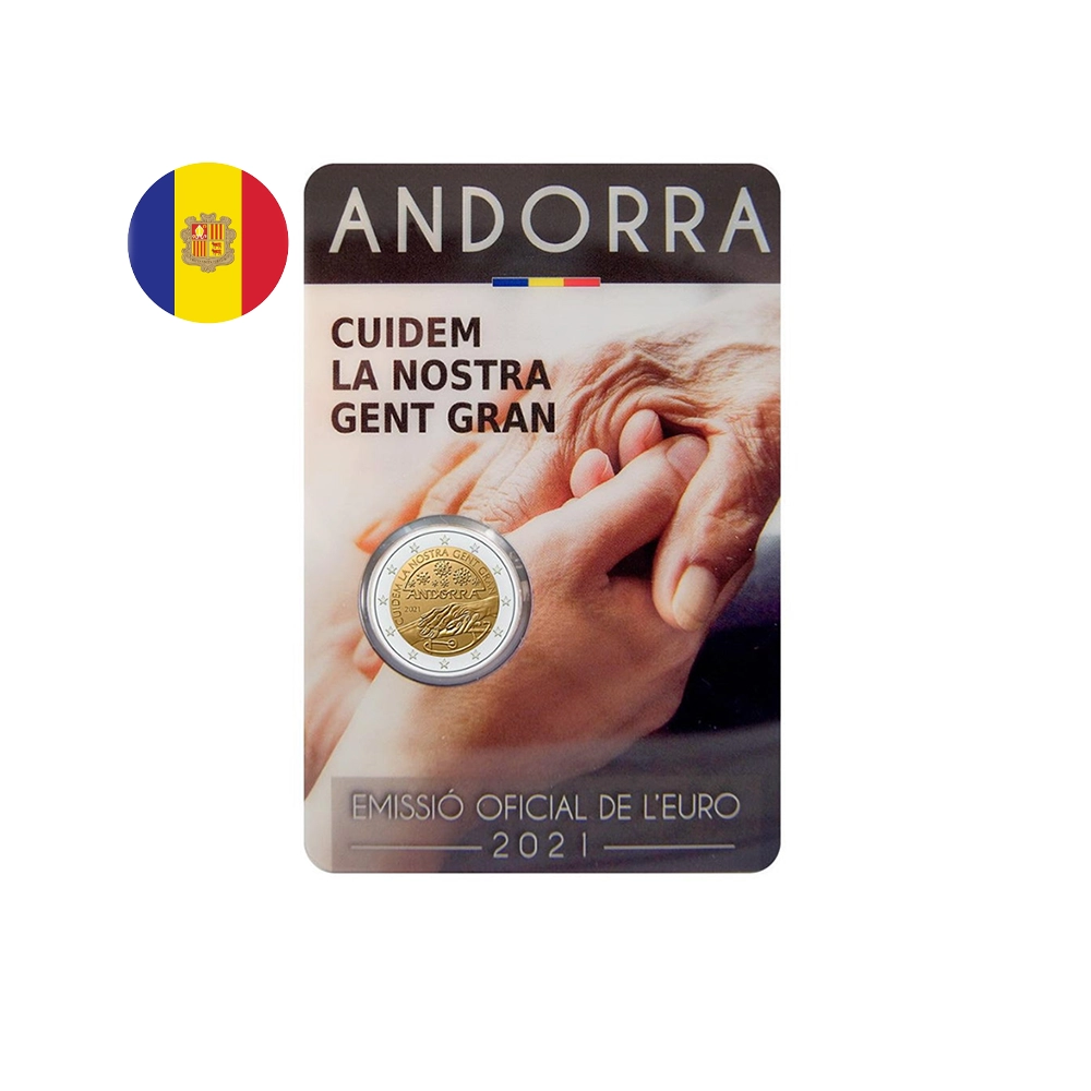 Andorre 2021 - 2 Euros commémorative - Prenons soin de nos aînés - BU