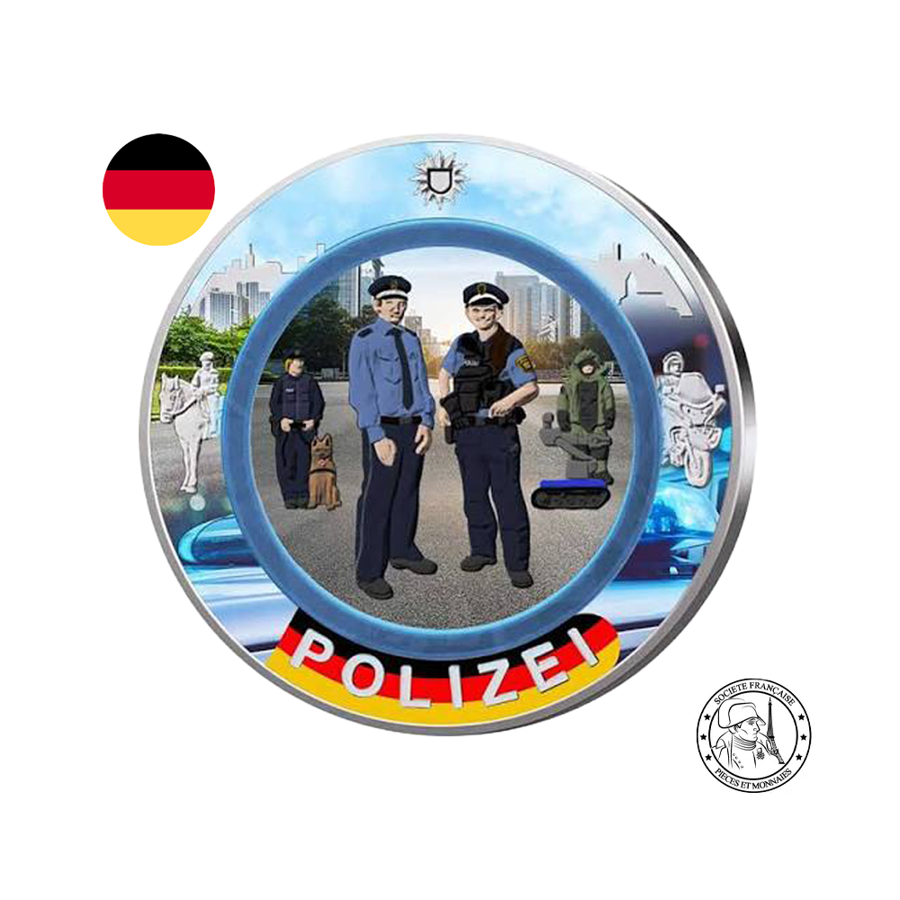 ⁣⁢Njemačka 2024. - 10 eura prigodni - Policija - BU Kolorizirano⁤⁣