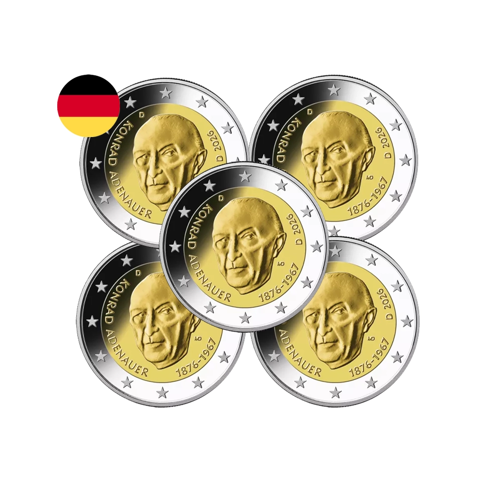 Allemagne 2026 - Lot des 5 ateliers - 2 Euros commémorative - 150e anniversaire de la naissance de Konrad Adenauer