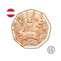 Autriche 2026 - Monnaie de 5 Euros - Sainte famille aux trois lapins de Dürer