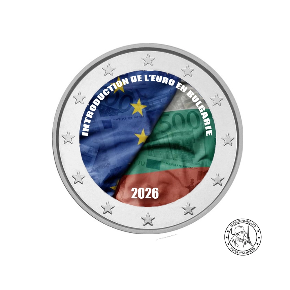 Introduction de l'Euro en Bulgarie - 2 Euro Commémorative - Colorisée