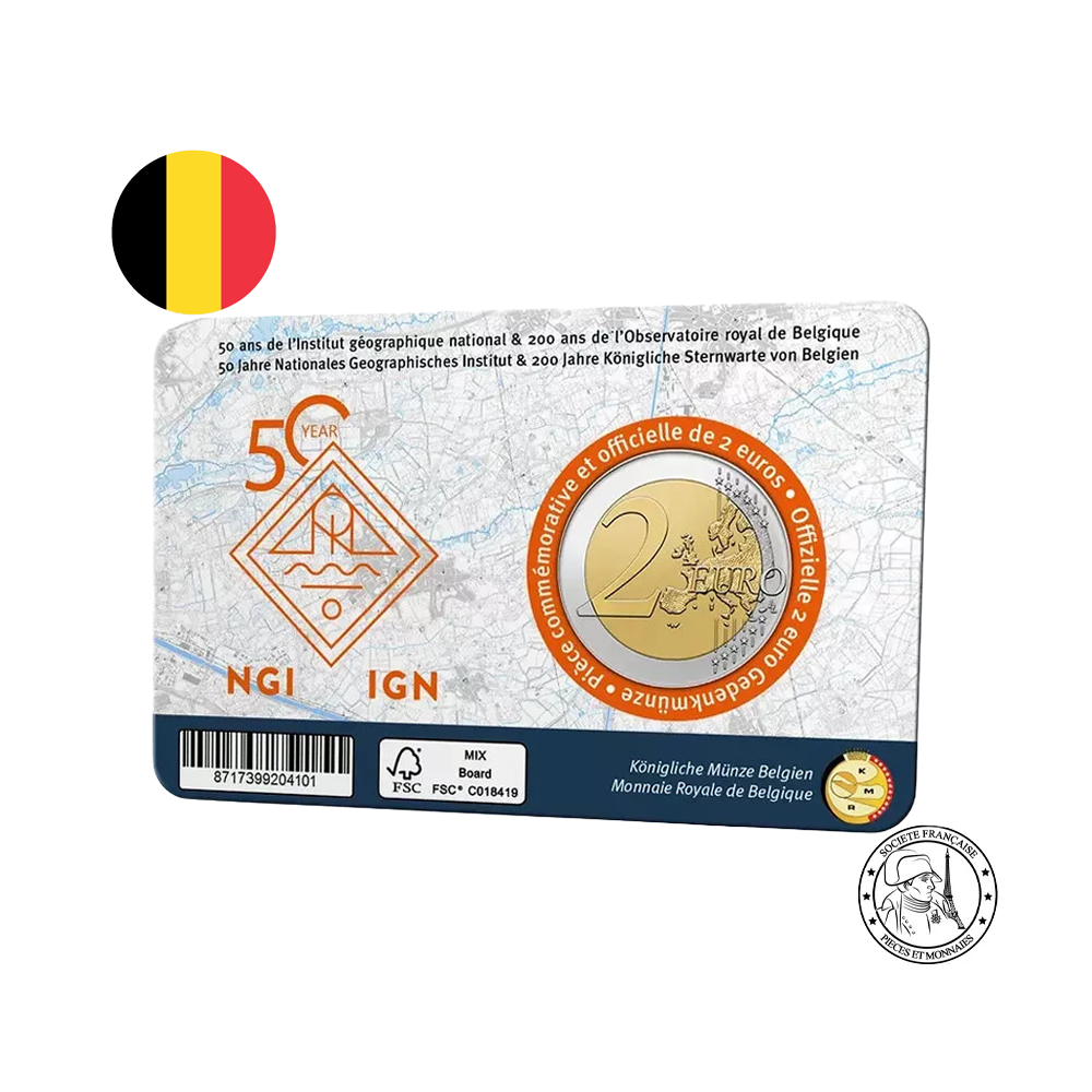 ⁣⁢Belgien 2026 - 2 Euro Gedenkmünze - IGN &amp; Königliches Observatorium - Stempelglanz⁤⁣