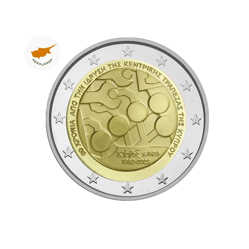 Chypre 2023 - 2 Euro Commémorative - 60è Anniversaire de la Banque Centrale de Chypre