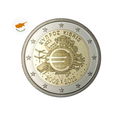 ⁣⁢Kypr 2012 - Pamětní 2 Euro - 10 let eura⁤⁣