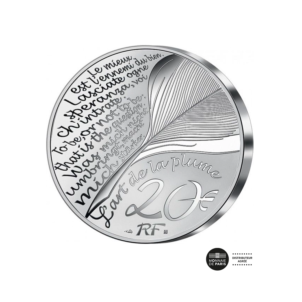 Art de la Plume 2021 - Dante Alighieri - Monnaie de 20 Euros Argent - BE HR