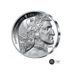 ⁣⁢Art de la Plume 2021 - Dante Alighieri - Moneta da 20 Euro in Argento - Fondo Specchio HR⁤⁣