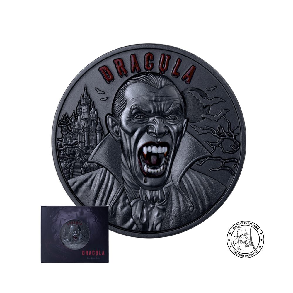 Dracula - Monnaie de 5 Dollars Argent 2 Oz - Finition Antique