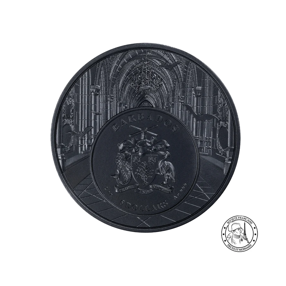 Dracula - Monnaie de 5 Dollars Argent 2 Oz - Finition Antique