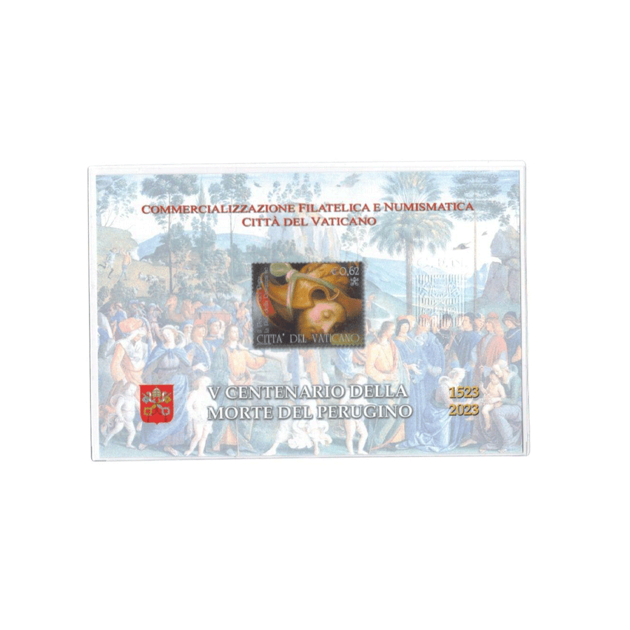 Vatican 2023 - Enveloppe numismatique - 5è Centenaire de la mort de Pietro Vannucci, dit Pérugin.- Lot de 1 pièce et 2 timbres