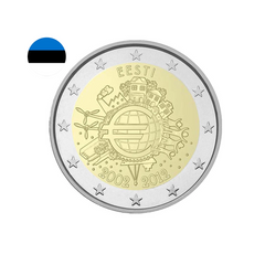 ⁣⁢Estonsko 2012 - 2 Euro Pamětní mince - 10 let eura⁤⁣