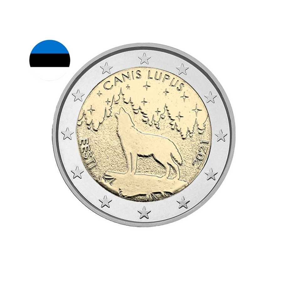 Estonie 2021 - 2 Euro Commémorative - Le Loup